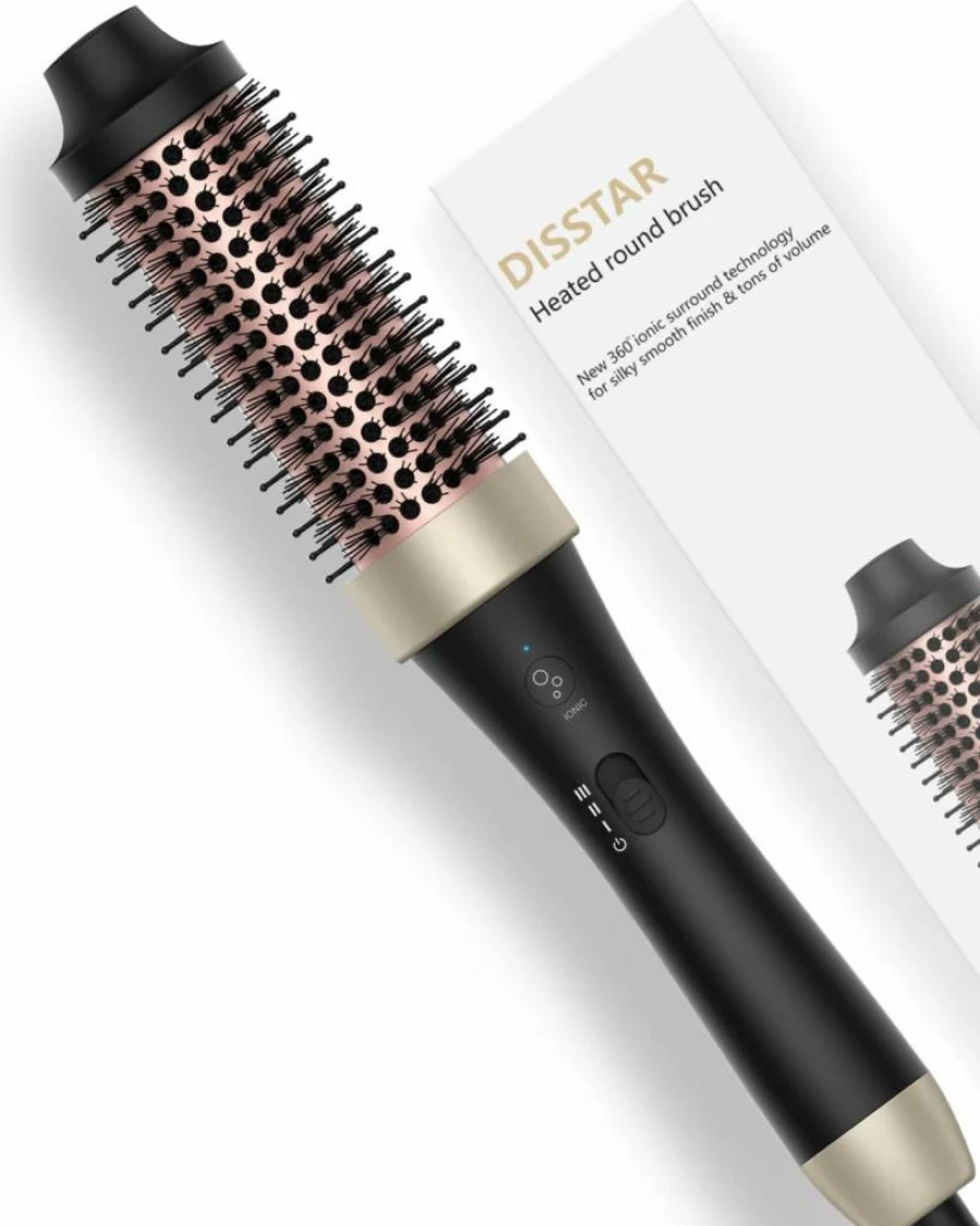 DISSTAR 1.5 Inch Ionic Thermal Hair Brush - Fast Heating 30S Curling & Blowout Styling Tool, Dual Voltage Hot Air Round Brush for Salon-Perfect Waves