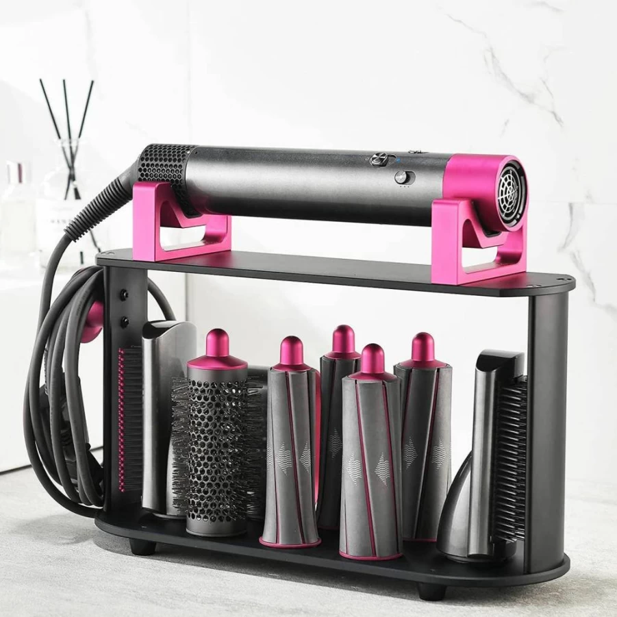 Foho Dyson Airwrap Organizer Stand - 8-Hole Storage Rack for Barrels, Brushes, Diffuser & Nozzles - Countertop Holder for Hair Styling Tools - Home Bathroom Vanity Accessory
