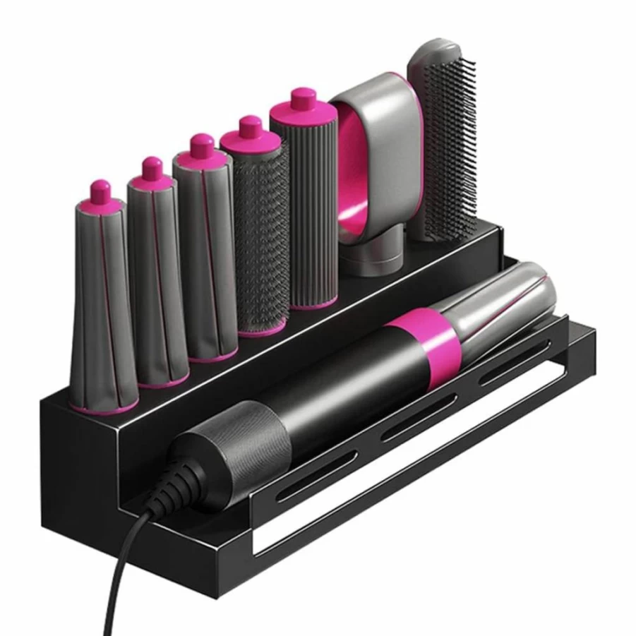 Lumclaw Wall Mounted Hair Tool Organizer for Dyson Airwrap, Curling Iron Holder, Bathroom Storage Shelf for Hair Dryer and Styling Accessories