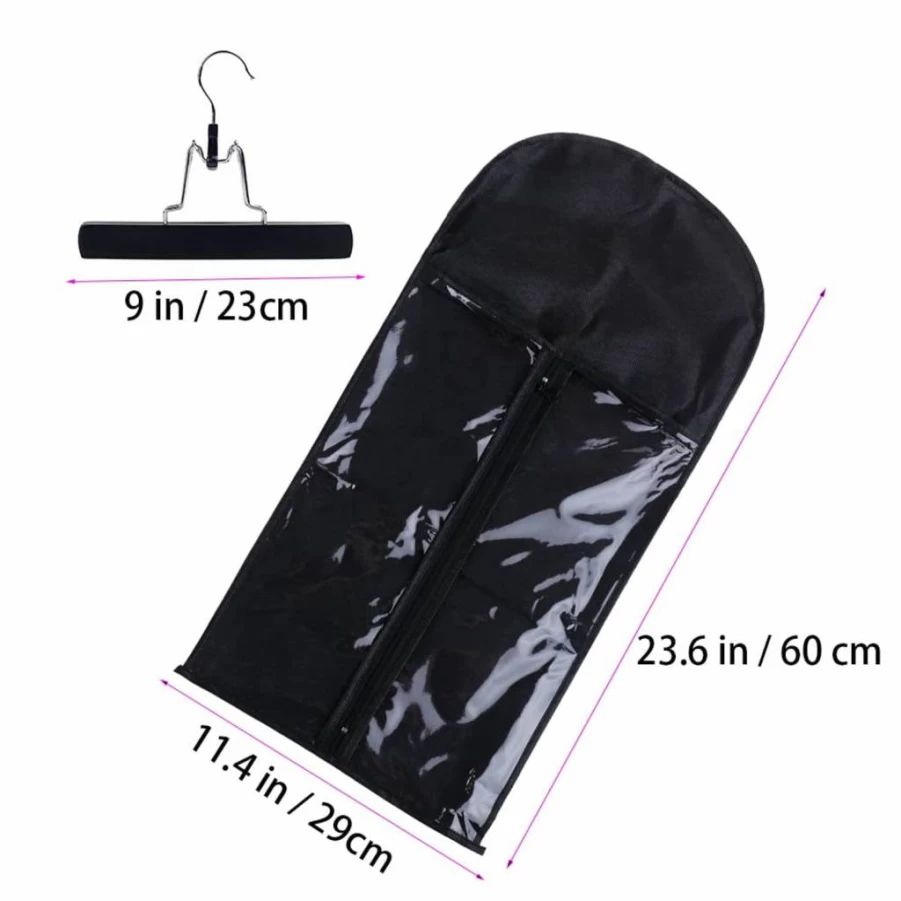 RJMBMUP Hair Extensions Hanger with Storage Bag - Black Wig Holder for Organizing Hairpieces & Wigs - Durable Hair Accessories Carrier Case for Salon & Home Use