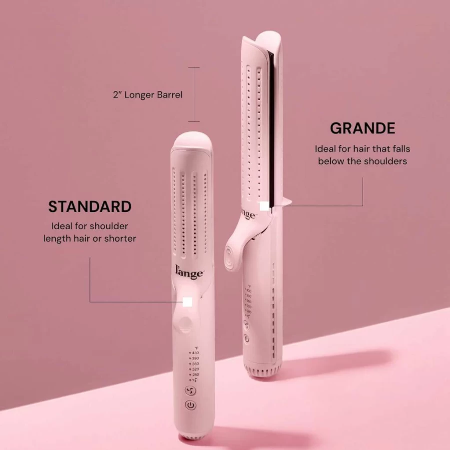 L'ANGE HAIR Le Duo 2-in-1 Titanium Flat Iron & Curling Wand with 360 Airflow Technology | Dual Voltage Adjustable Temperature Hair Styler for Straightening & Curling | Professional Blush Hair Iron
