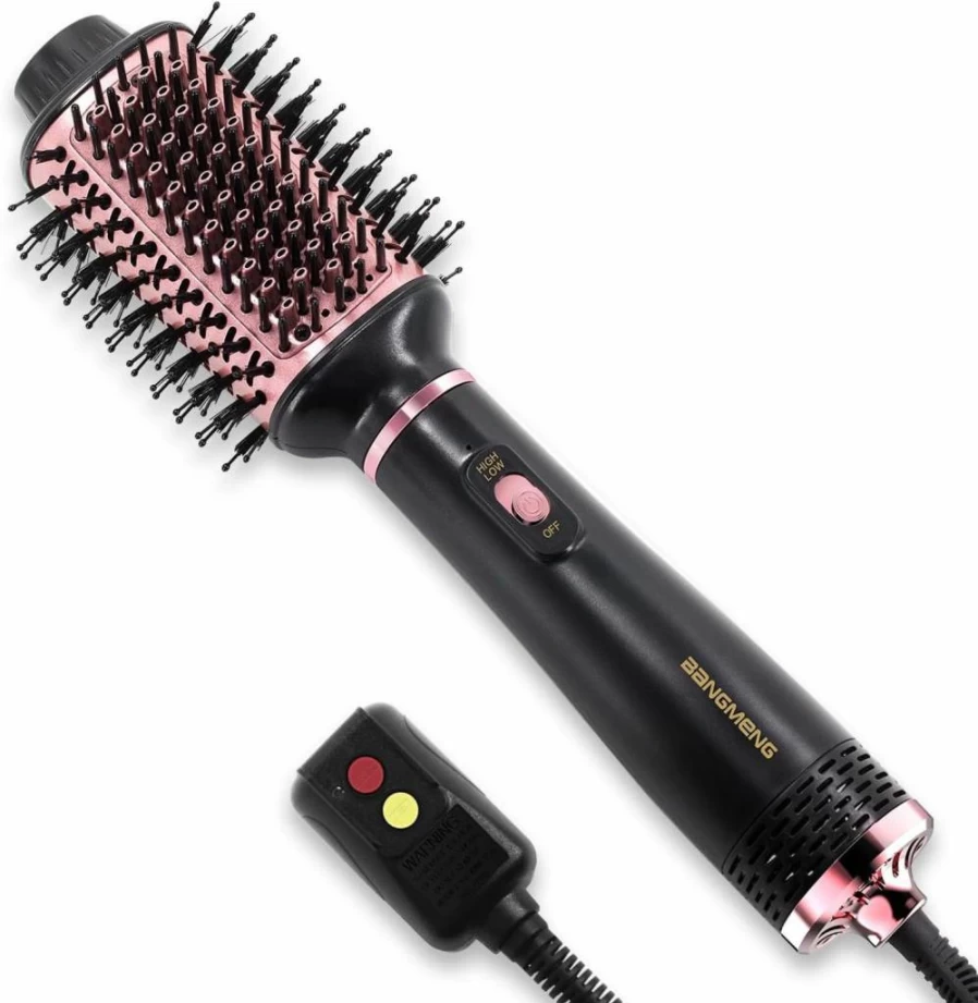 BANGMENG 2.5 Inch Oval Ceramic Hot Air Brush - 4-in-1 Blow Dryer & Styler for Medium to Long Hair, Reduces Frizz & Adds Shine While Straightening and Volumizing