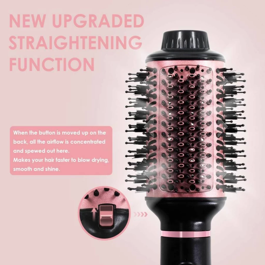 BANGMENG 2.5 Inch Oval Ceramic Hot Air Brush - 4-in-1 Blow Dryer & Styler for Medium to Long Hair, Reduces Frizz & Adds Shine While Straightening and Volumizing