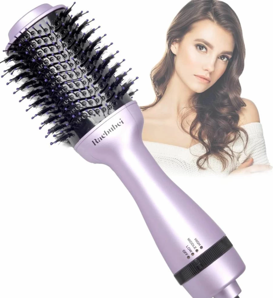 Racbubei Professional Hair Dryer Brush with Negative Ionic Technology for Straightening and Volumizing, One-Step Blow Dryer Styler for Men and Women (Purple)