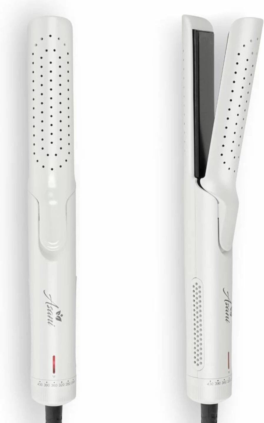 Asani 360 Airflow Styler - 2-in-1 Curling Wand & Hair Straightener with Cooling Fan for Volume & Long-Lasting Curls - White Professional Hair Styling Tool for All Hair Types