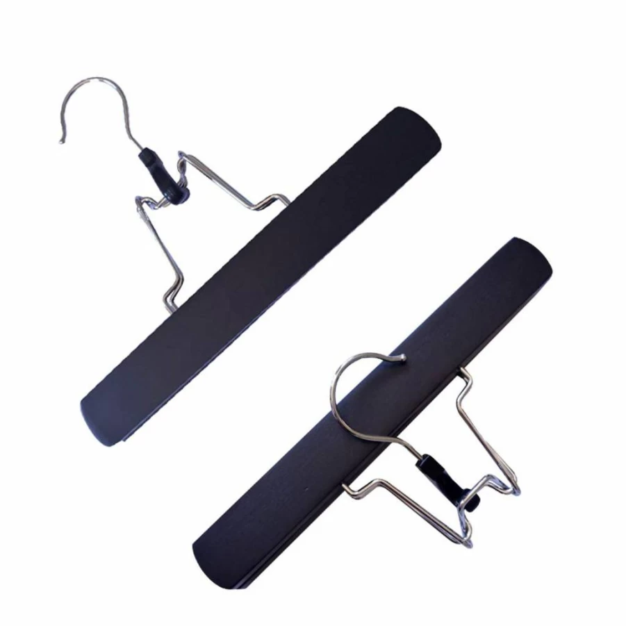 YANTAISIYU 2 Pack Wooden Wig Hangers with Anti-Slip Pads for Hair Extensions Storage (Black)