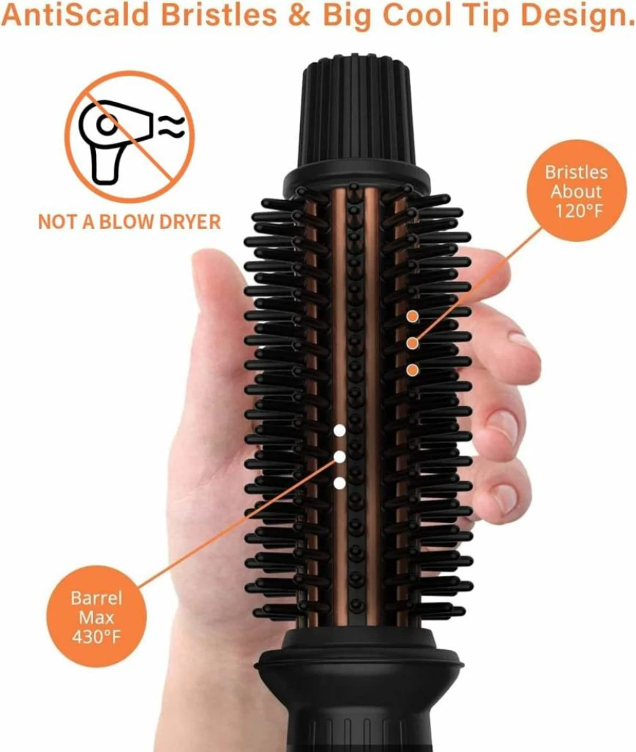 AmoVee 1 Inch Tourmaline Ceramic Curling Iron - Dual Voltage Travel Hair Styler, Ionic Hot Brush for Long Hair, Fast Heat Up, Anti-Scald Design, Perfect Gift for Women