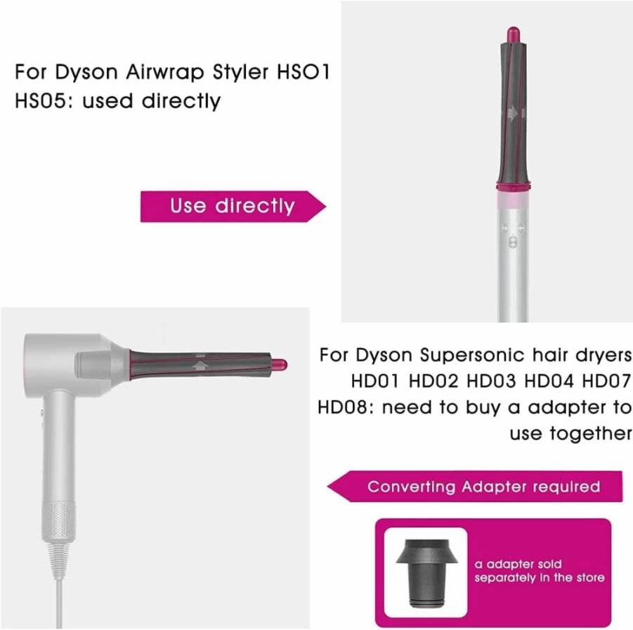 Moupaa 30mm Short Hair Curling Barrels for Dyson Airwrap Styler HS01 HS05 – Volumizing Curling Tool for Medium to Short Hair