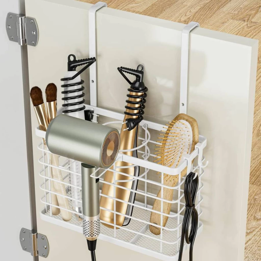 OVICAR 3-in-1 Adjustable Hair Tool Organizer - Wall Mounted or Cabinet Door Storage for Hair Dryer, Straightener, Curling Iron, and Flat Iron