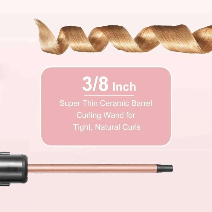 UNOBEY 19mm Ceramic Hair Curling Wand with Digital Display, Adjustable Temperature, Dual Voltage, Clip & Glove Included for Short to Long Hair Styling