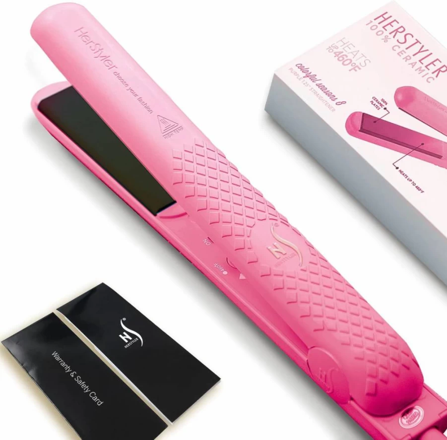 HerStyler Ceramic Hair Straightener - Professional Flat Iron for Smooth, Shiny, Frizz-Free Hair
