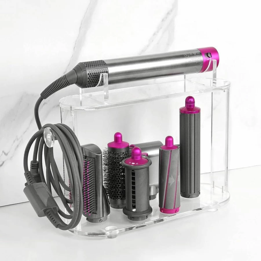 Affogato Acrylic Dyson Airwrap Organizer Stand - 6 Slot Countertop Storage Holder for Long Barrel Attachments, Styler Accessories & Bathroom Desktop Organization