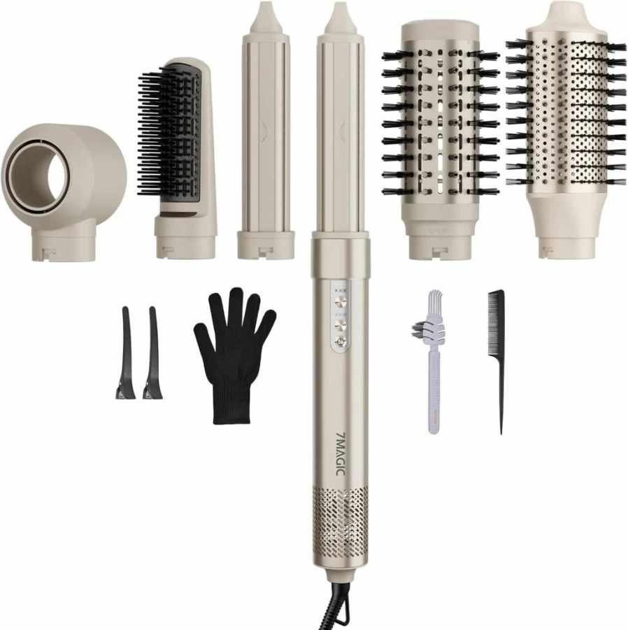 7MAGIC Professional 6-in-1 Ionic Hair Dryer Brush - 110,000 RPM High-Speed Blow Dryer for Curling, Volumizing & Straightening with Negative Ion Technology