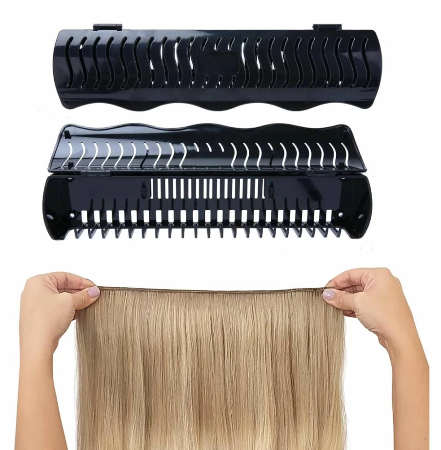 Professional Hair Extension Holder & Hanger - Adjustable Stand for Washing, Coloring, Drying Clip-In & Tape-In Extensions - Black Styling Organizer