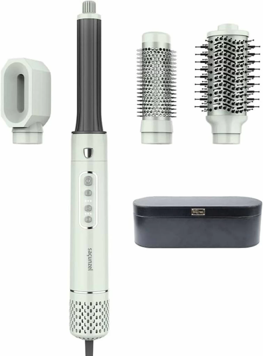 Sacunzel 4-in-1 Ionic Hair Dryer Brush with Negative Ion Technology, Blow Dryer, Curling Styler & Volumizing Hot Air Brush for Fast Drying & Frizz Control