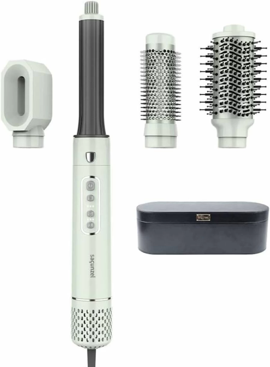 Sacunzel 4-in-1 Ionic Hair Dryer Brush with Negative Ion Technology, Blow Dryer, Curling Styler & Volumizing Hot Air Brush for Fast Drying & Frizz Control