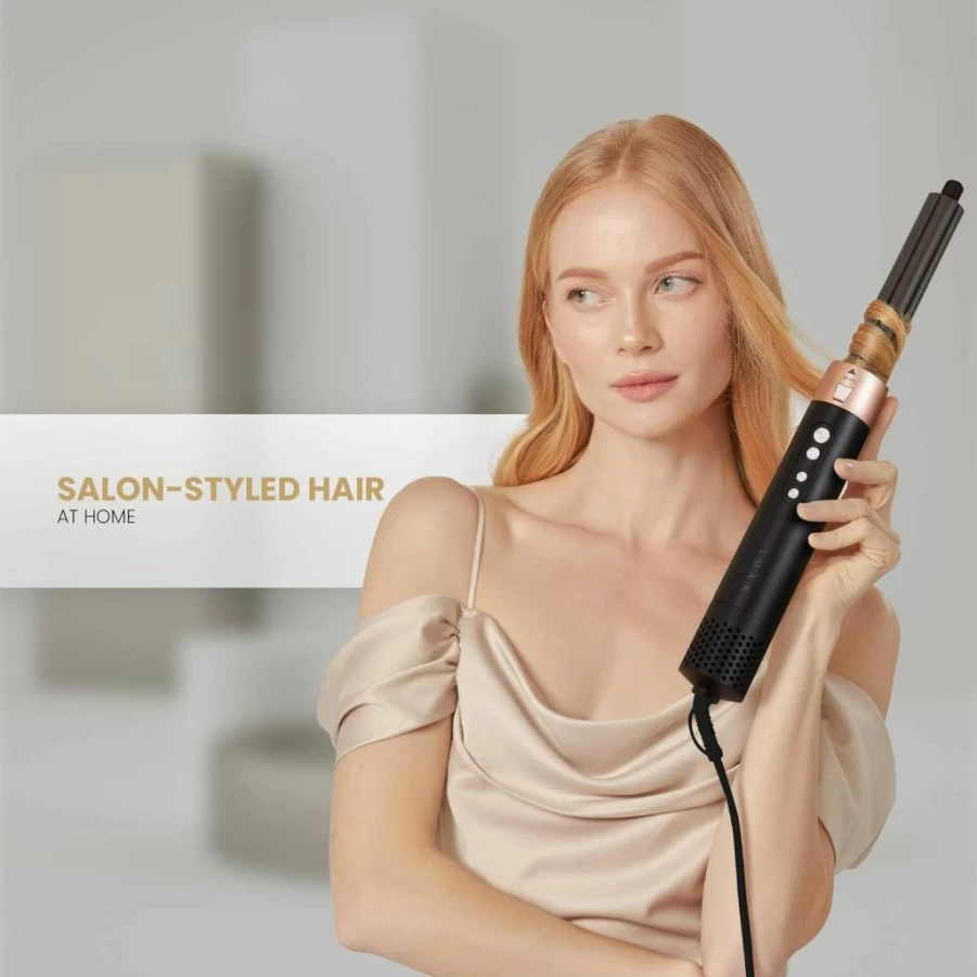Luxx Air Pro 2 Hair Dryer Brush & Styler 5-in-1 Kit with Ionic Technology, 5 Attachments for Volumizing, Smoothing & Curling, 1200W - Pearl White