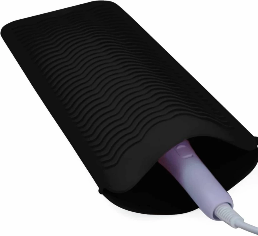 2Pcs Fouews Heat Resistant Silicone Mat Pouch for Hair Straightener, Curling Iron & Hot Styling Tools - Black Protective Storage Case