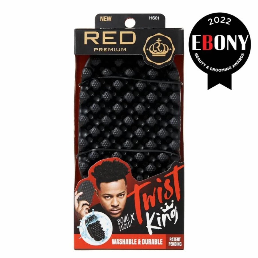 Red by Kiss Premium Afro Curl Sponge Brush - Durable Twist Styler for 4C, Coily, Curly Hair, Barbers & Daily Use, Washable Large Styling Pik Racket