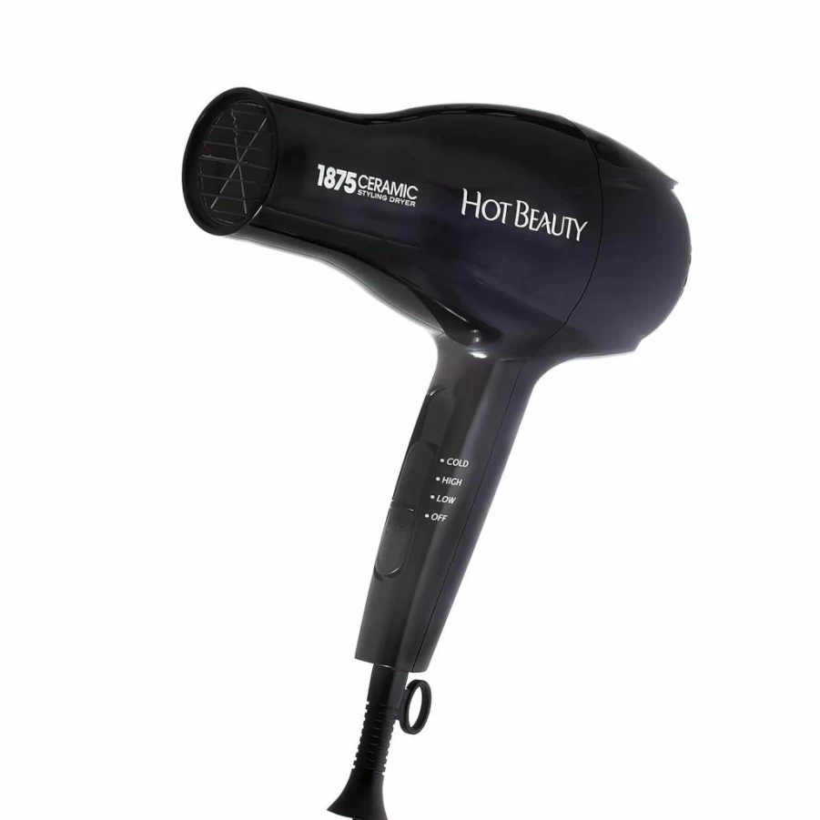 Hot Beauty 1875W Ceramic Hair Dryer with 2 Attachments - Lightweight Fast Drying Blow Dryer for Home & Travel, Adjustable Heat/Speed Settings, Ionic Styler