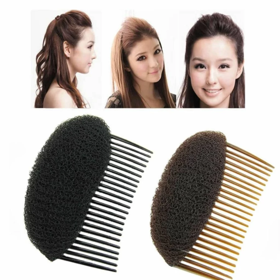 AnHua 2Pcs Bump It Up Hair Volume Inserts - Beehive Styler Comb for Voluminous Hair, Black/Brown/Beige Options