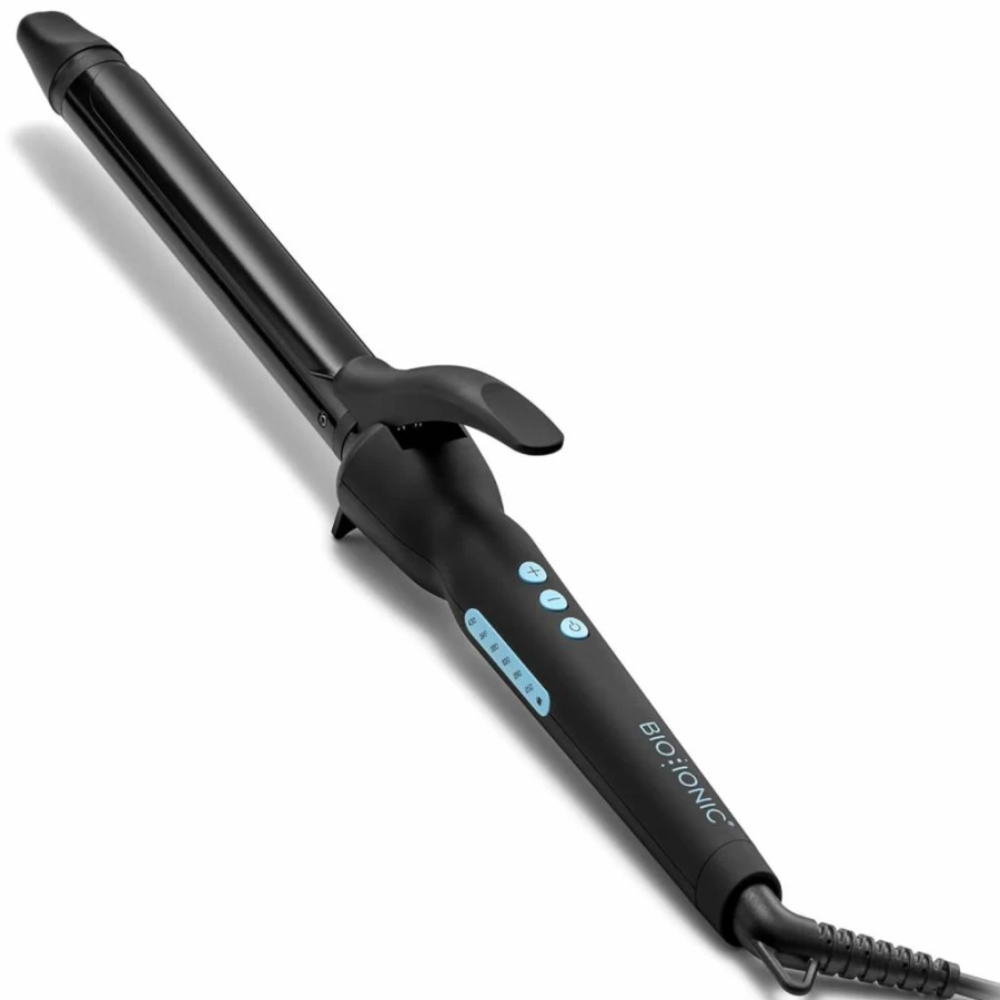 Bio Ionic Long Barrel Curling Iron with Moisture Heat Technology & Nanoionic MX, Adjustable Temperature Hair Curler for Versatile Styling