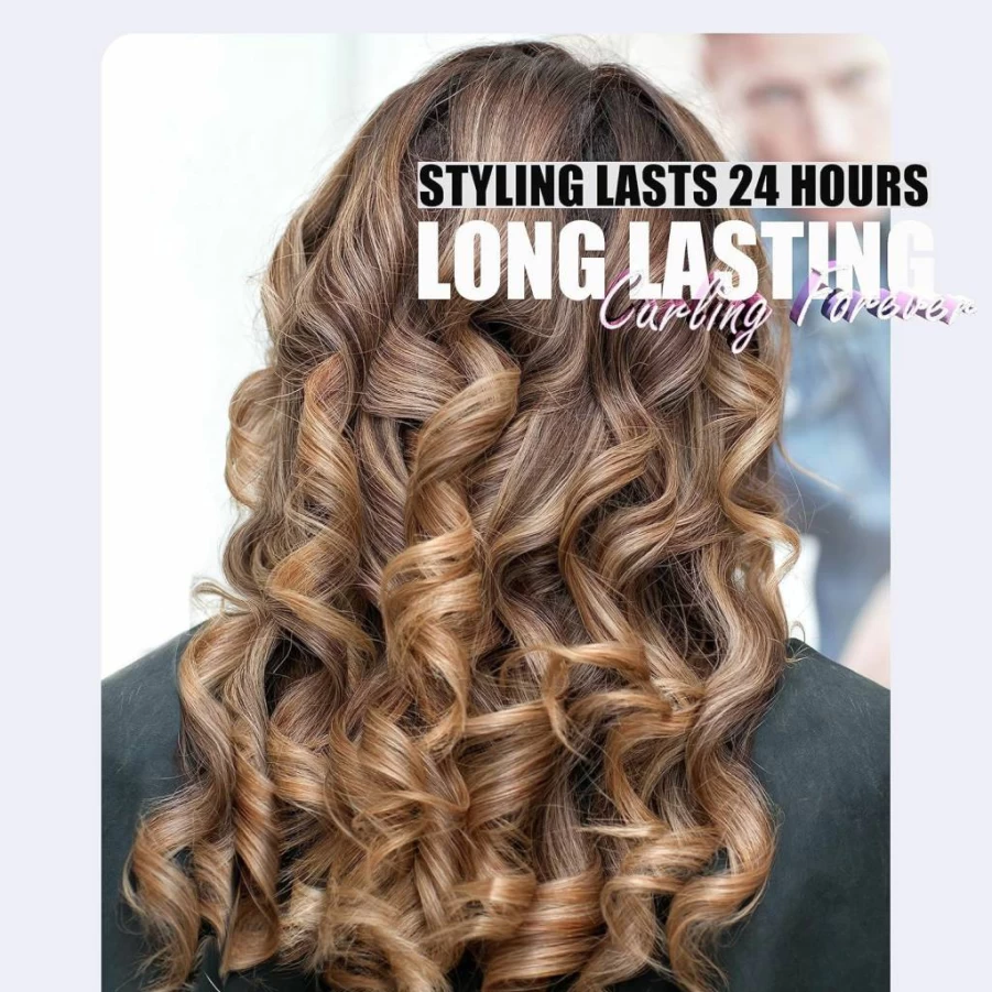FARERY 3/4 Inch Long Barrel Curling Wand with Ceramic Coating & Argan Oil, Adjustable Temperature 11 Settings, Includes Heat Resistant Glove & Clips for Tight Curls