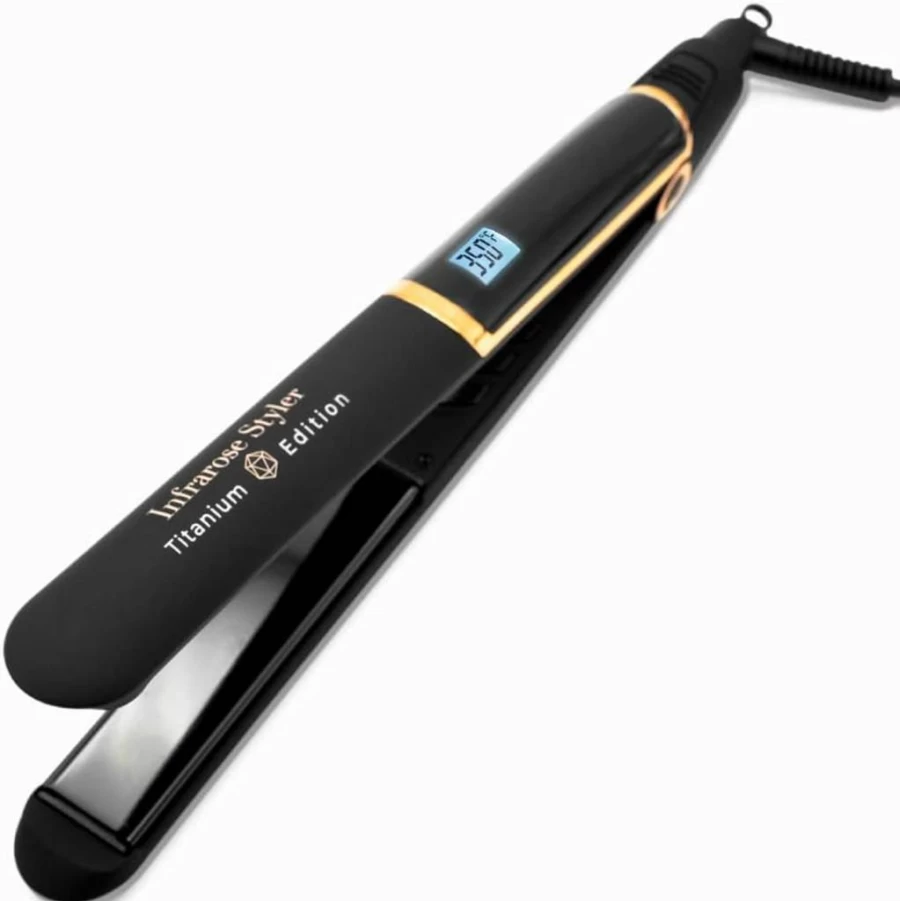 Skin Research Institute Titanium Flat Iron with Floating Plates - Professional Hair Straightener for All Hair Types, Reduces Pulling, Durable Design for Curly, Damaged, Fine Hair