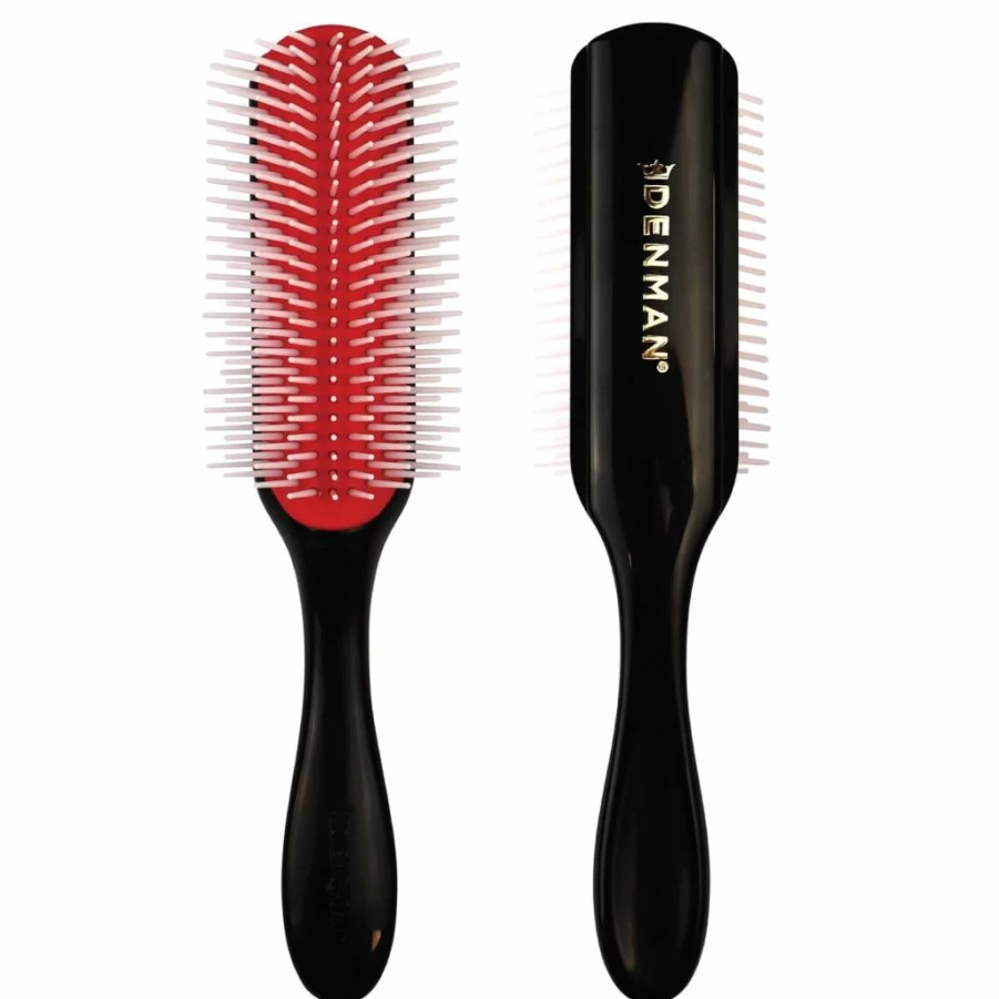 Denman D4 Styling Brush for Curly Hair - Black Curl Defining Hair Brush for Enhanced Ringlets & Shine