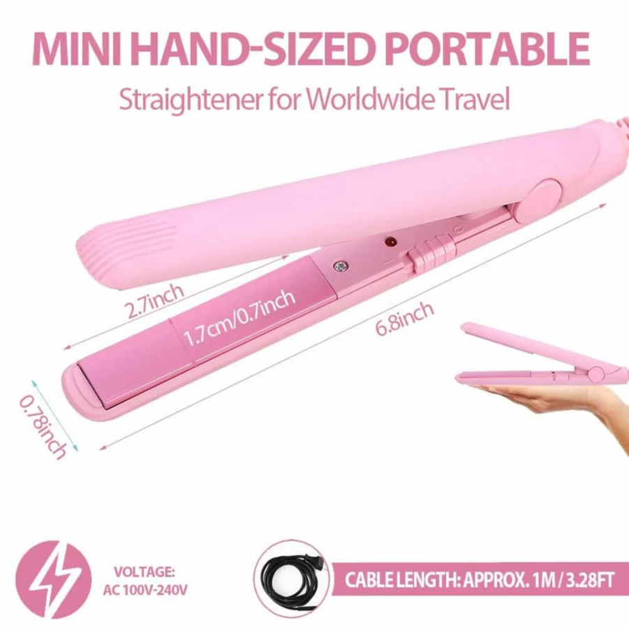 Yinhing Mini 2-in-1 Curling & Straightening Iron for Short Hair – Tourmaline Ceramic Constant Temperature Hair Styler