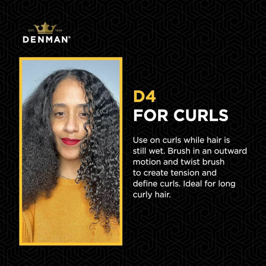 Amazon Denman D4 Styling Brush - 9 Row Curl Defining Hair Brush for Smoothing Long Hair, Enhancing Curls - Unisex Design for Women & Men