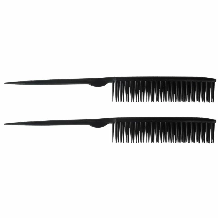 Amelia Beauty Products 3-Row Styler Hair Brush & Detangling Rat Tail Comb - 7 Inch Travel Hair Styling Tool for Women (Black)