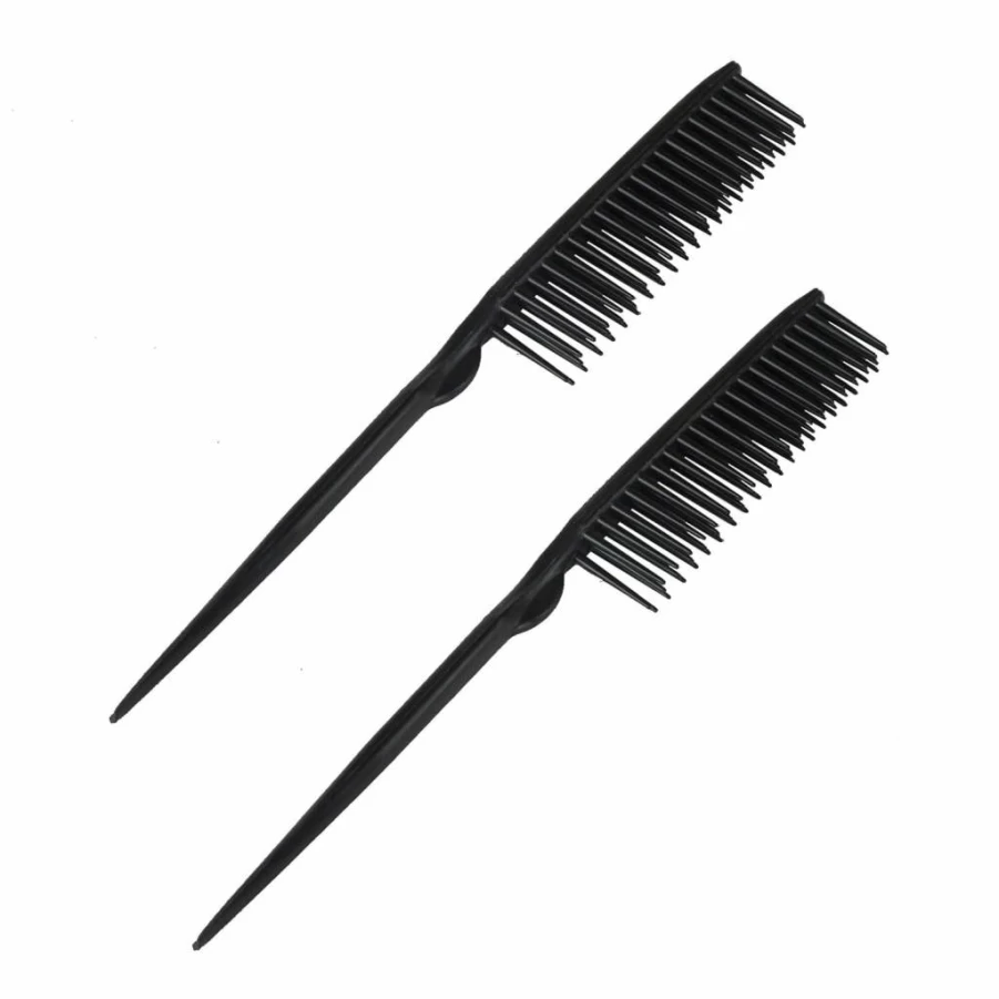 Amelia Beauty Products 3-Row Styler Hair Brush & Detangling Rat Tail Comb - 7 Inch Travel Hair Styling Tool for Women (Black)