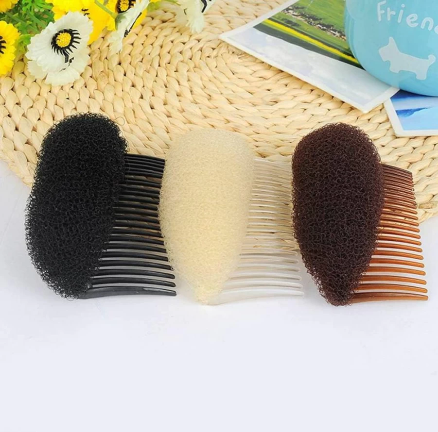 Erioctry 2-Pack Hair Volume Inserts - Bump It Up Styling Clips for Beehive, Bun Maker, Hair Comb Accessories (Brown)