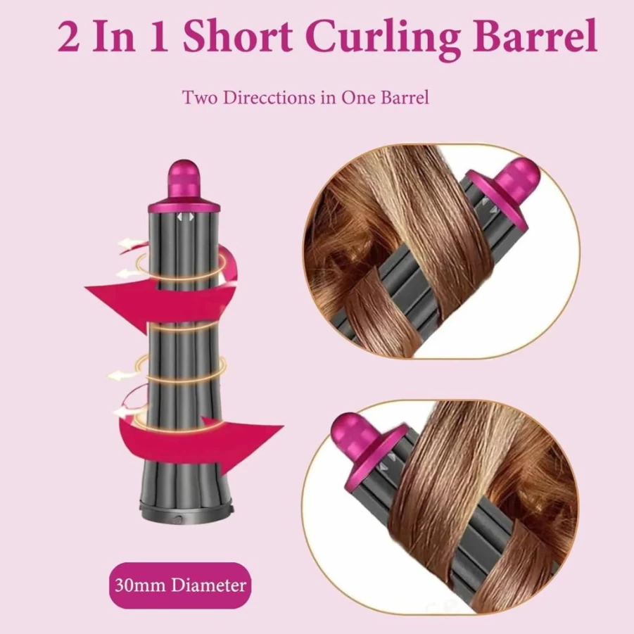 Dxyue 30mm/1.2 Inch Rose Red Hair Curling Barrels Attachments for Dyson Airwrap Styler, Replacement Curling Wand for Short Hair