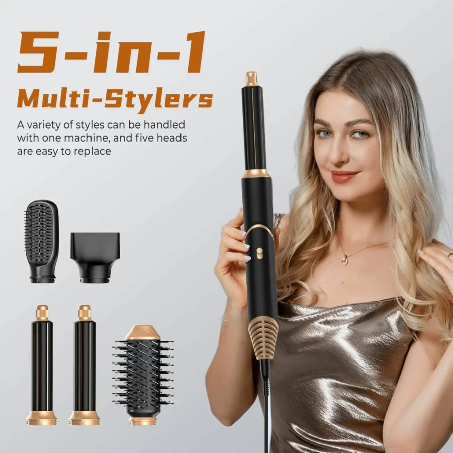 Trylater 5-in-1 Ionic Hair Dryer Brush - Detachable Blow Dryer Styler for Women with Volumizing, Straightening & Fast Drying, Negative Ion Technology for Frizz-Free Hair