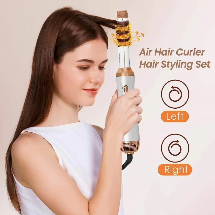 Yitrust 6-in-1 Detachable Hair Dryer Brush with Negative Ion Technology, Blow Dryer & Hot Air Styler for Curly Twist & Wrap, Portable Travel Hair Styling Tool