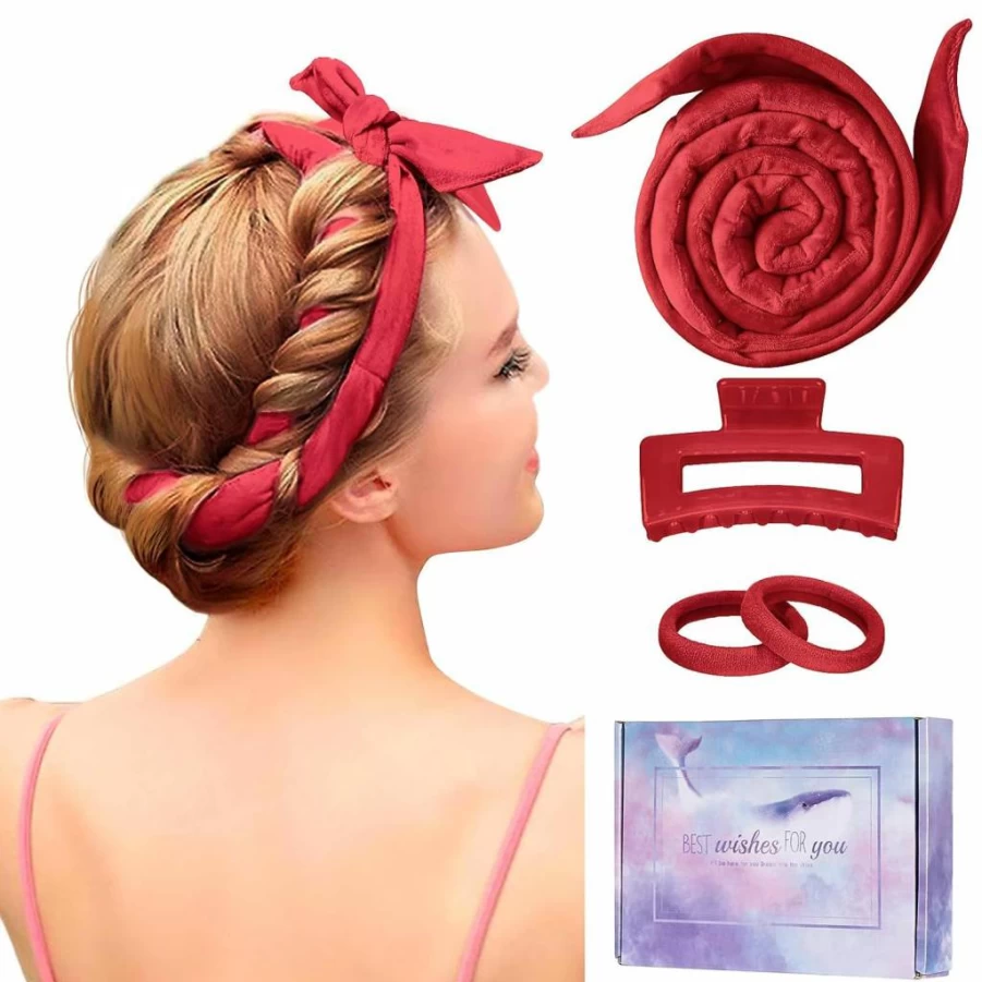 Flylipu Heatless Curling Headband for Overnight Curls - 60" Extra Long No Heat Hair Roller, Soft Sleep-in Curlers for Natural Waves (Blue)