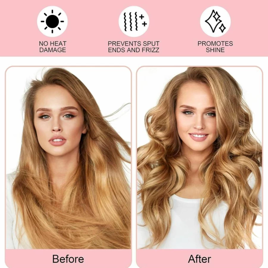 Flylipu Heatless Curling Headband for Overnight Curls - 60" Extra Long No Heat Hair Roller, Soft Sleep-in Curlers for Natural Waves (Blue)