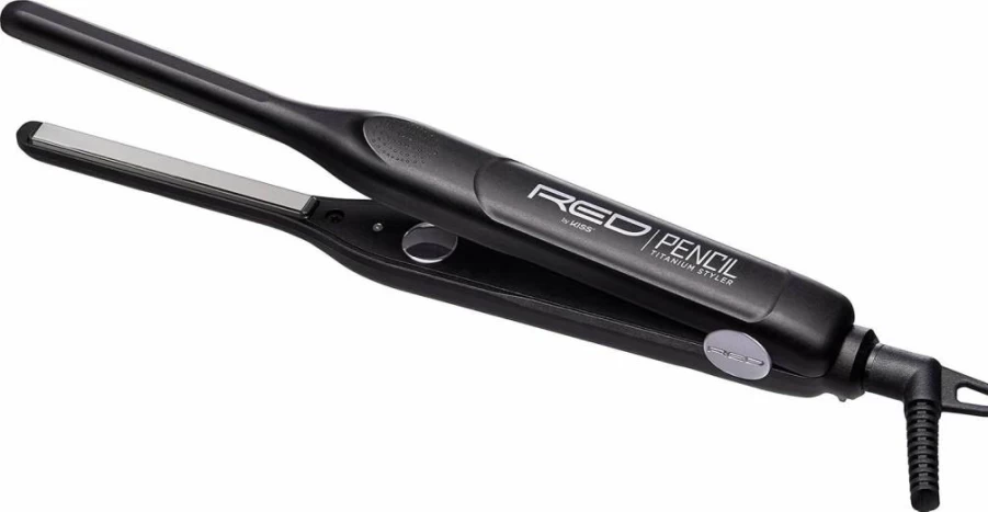 Red by Kiss Titanium Styler Pencil Flat Iron - 3/10" Ultra-Precise Edge for Pixie Cuts, 450°F Max Heat, Frizz-Free Styling, Instant Temperature Control for Professional & Home Use