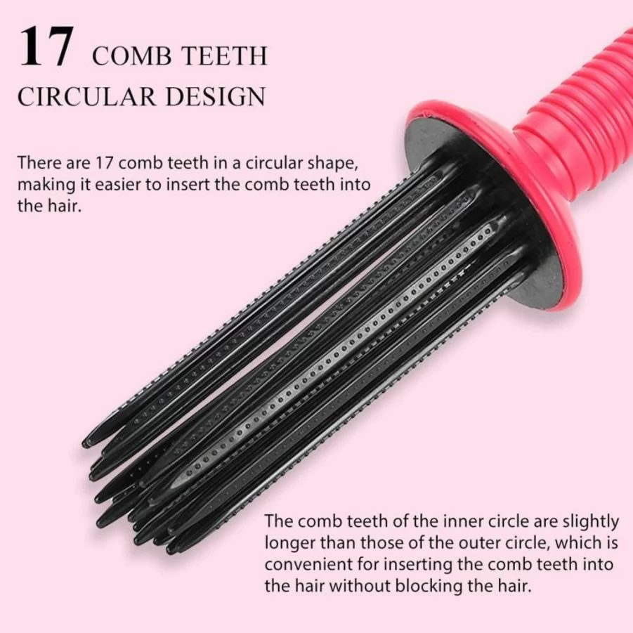 Semme Curling Wand & Round Brush Styler for Defined Curls, Anti-Slip Hair Curler for Easy Hairstyling, Professional Hair Curling Tool for All Hair Types