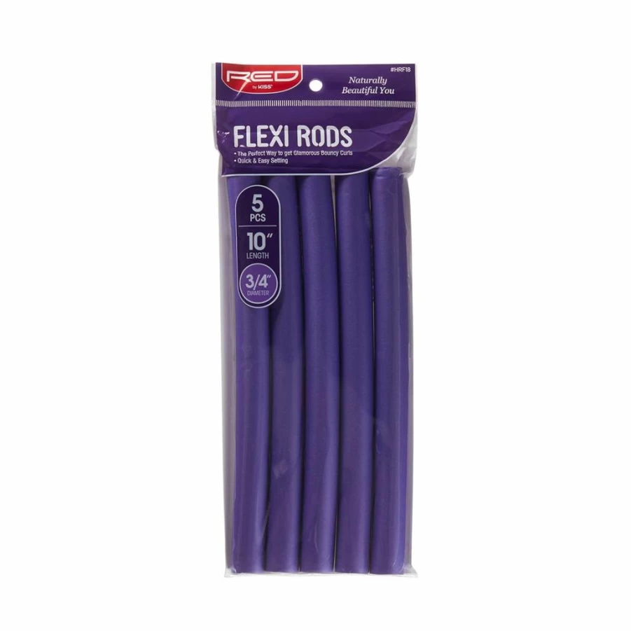 Red by Kiss Flexi Rods Heatless Curlers for Long Lasting 90s Curls & Beach Waves, No Slip Sleep-in Styler 10 Inch (3/4 Inch Diameter) Hair Rollers for Natural Curling