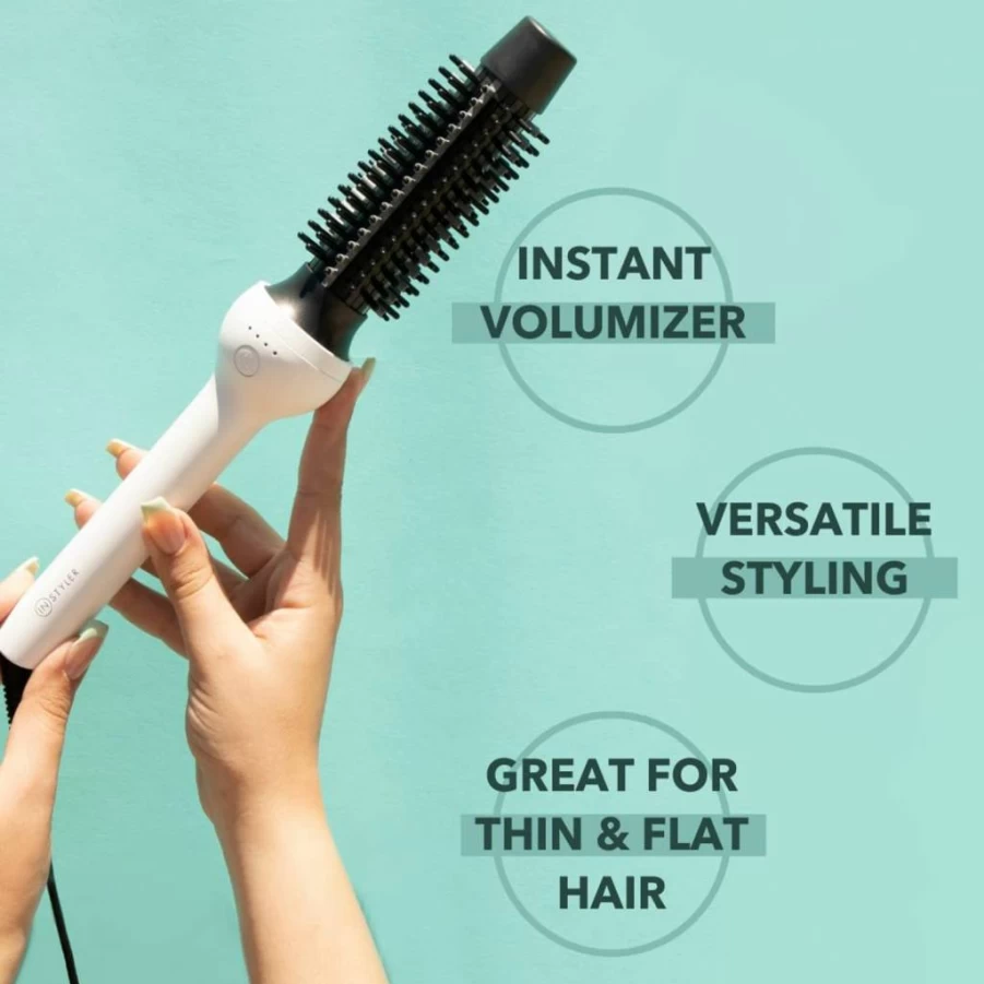 InStyler Freestyle Ceramic Hair Styling Wand - Dual Voltage Ionic Brush with Ceramic Heated Bristles for Frizz Control & Salon-Quality Results at Home