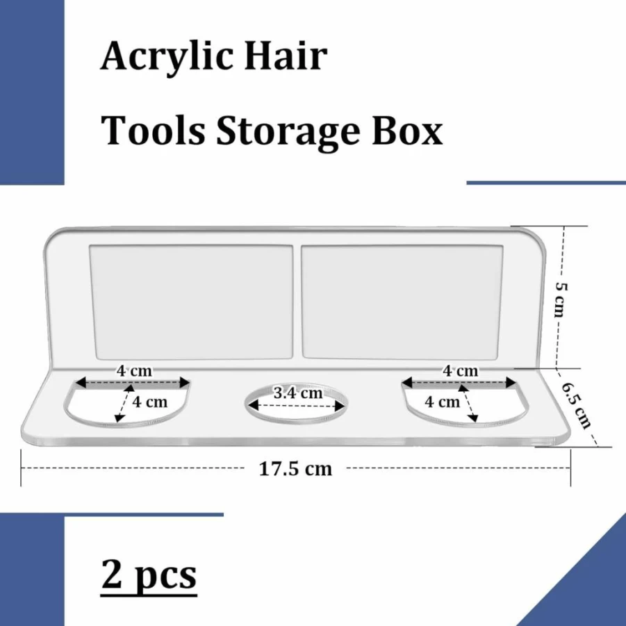 2Pcs Clear Acrylic Wall Mounted Hair Tool Organizer - Adhesive Comb & Styling Iron Holder with 3 Slots for Curling Wands, Straighteners, Brushes (Generic)