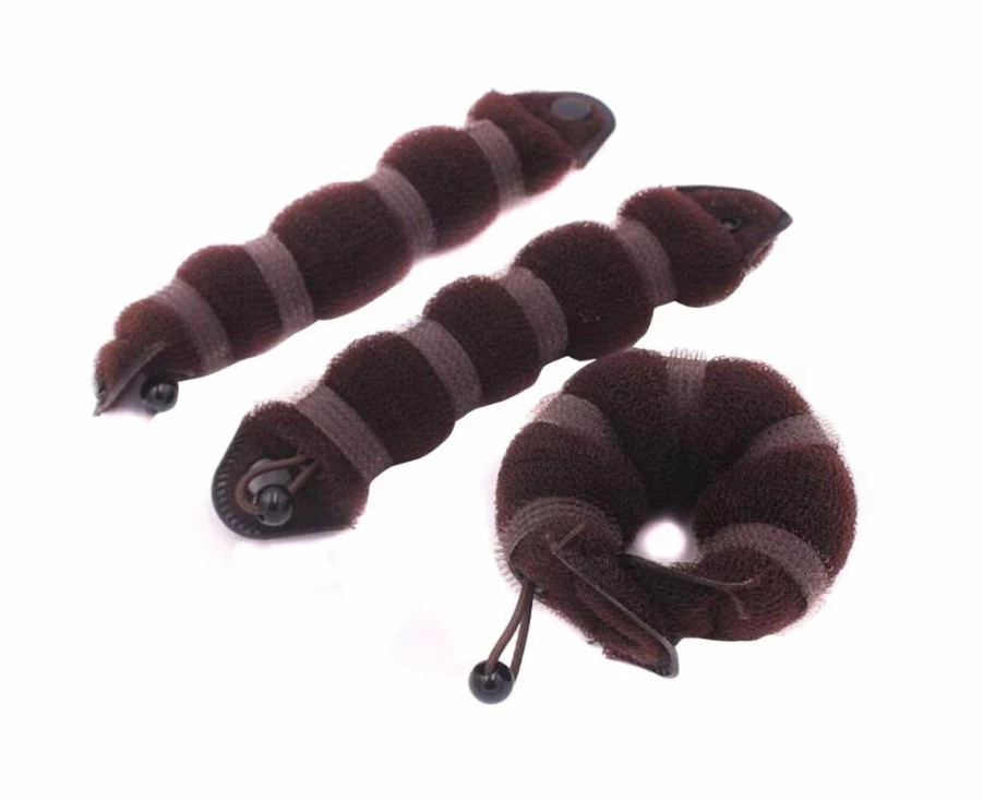 ASTRQLE 3-Piece Magic Hair Donut Bun Maker Set - 1 Large & 2 Small Brown Hair Styling Rings for Perfect Buns