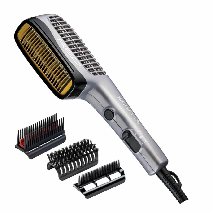 Red by Kiss 1875 Professional Ceramic Ionic Hair Styler & Blow Dry Comb - 4 Heat/Speed Settings, Cool Shot, Detangler Pik for Curling & Straightening