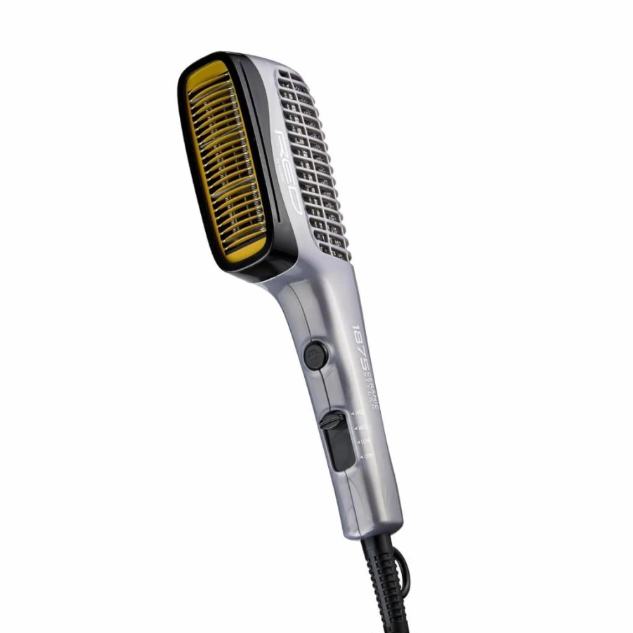 Red by Kiss 1875 Professional Ceramic Ionic Hair Styler & Blow Dry Comb - 4 Heat/Speed Settings, Cool Shot, Detangler Pik for Curling & Straightening