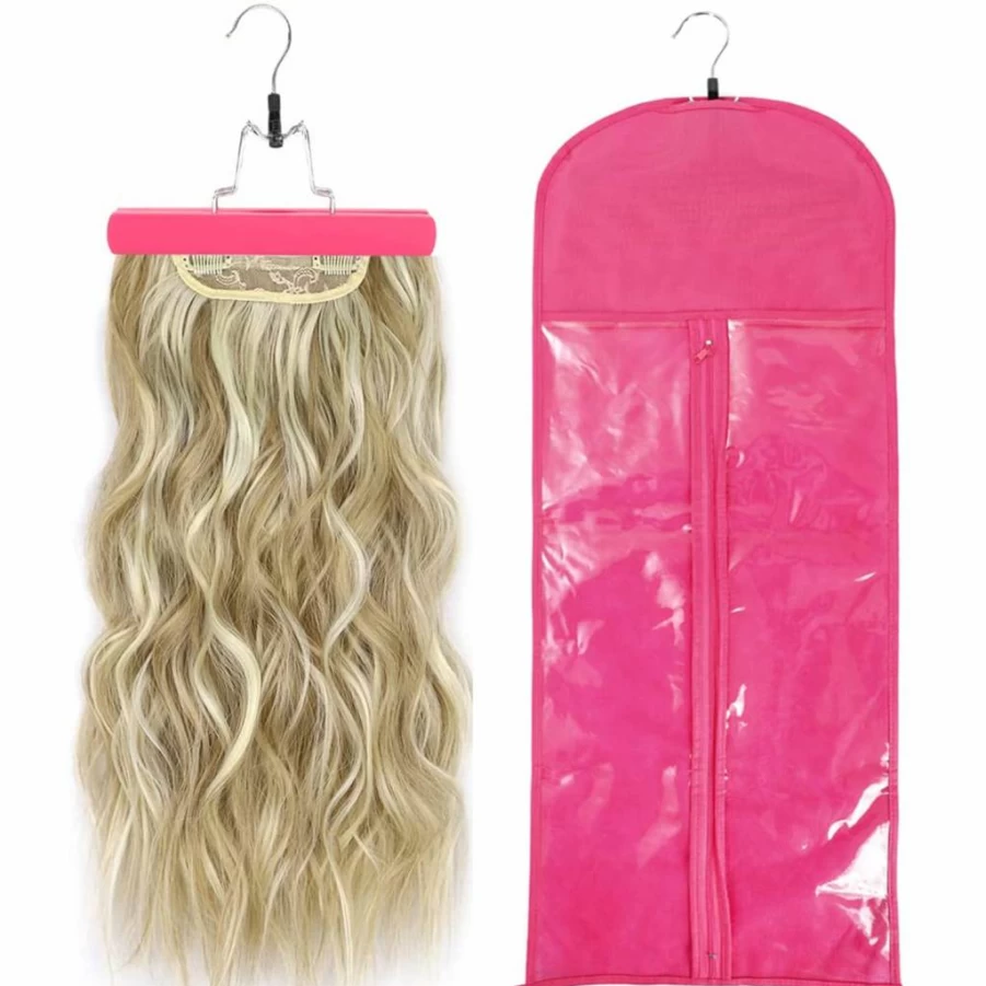 USHUIUS Extra Long Wig Storage Bag with Hanger - 31.5 Inch Portable Travel Hair Extension Holder for Multiple Wigs & Hairpieces (Black)