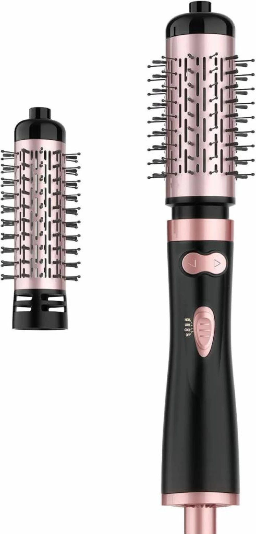 WEEYUM 3-in-1 Rotating Hot Air Brush - Hair Dryer & Volumizer with 1.5" & 2" Interchangeable Brushes for Drying, Straightening, Curling at Home
