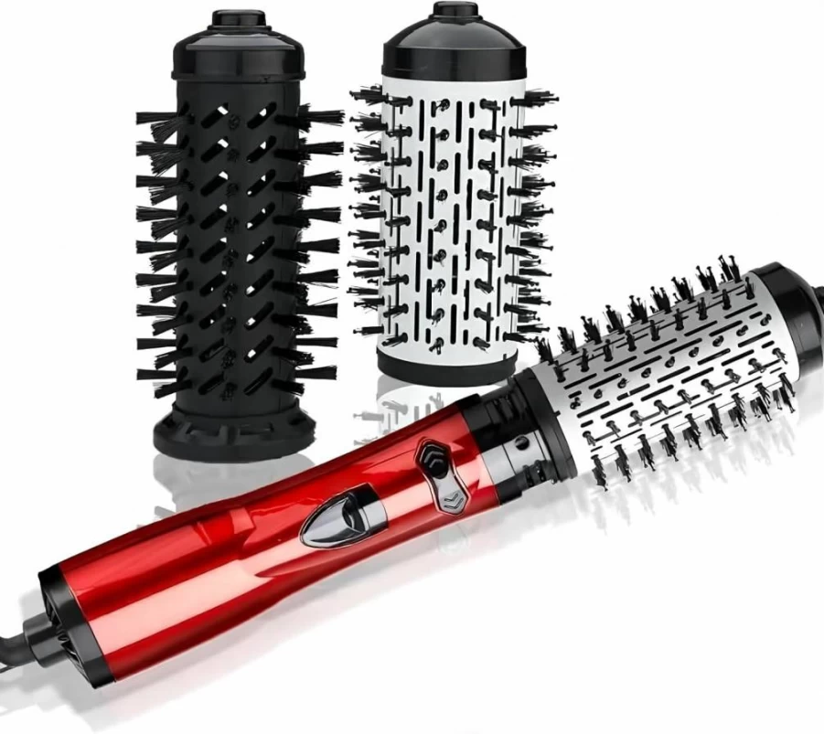 COOBAA 360° Rotating 3-in-1 Hot Air Brush: Hair Dryer, Curler & Straightener for Salon-Quality Styling at Home